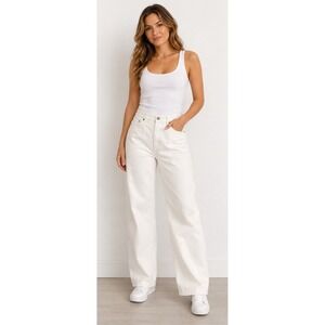 Soft Focus Jeans Womens Size 20W White Wide Leg Denim New Minimalist T40